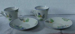 PRETTY ENGLISH CHINA HAND PAINTED PAIR OF COFFEE CUP & SAUCER ART DECO - Picture 1 of 6
