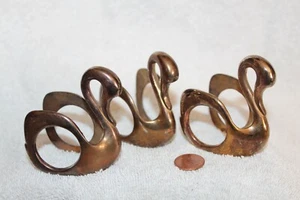 LOT OF (3) SOLID BRASS? METAL SWAN GEESE NAPKIN RINGS 2-1/2" X 2-1/2" - Picture 1 of 3