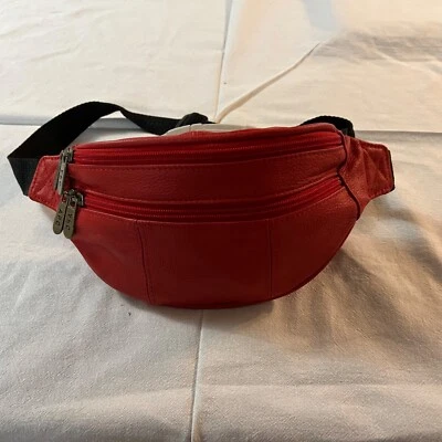 Bolso Cinturón Rojo Unisex APC Cintura Vintage Correa Cuero Cremallera Bolso Foto 1 de 4
