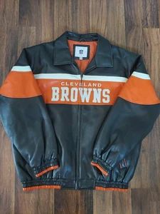 Cleveland Browns Bomberjacke Herren XL Vintage Braun & Orange Kunstleder - Bild 1 von 14
