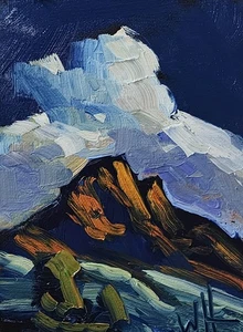 New Clouds Painting Impressionist Art Color Study Expressive Framed Oil Hawkins - Picture 1 of 7