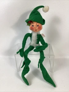 Mobilitee Annalee Bambola Elfo di Natale Vintage Verde 1988 #1957 Circa 11” - Foto 1 di 12