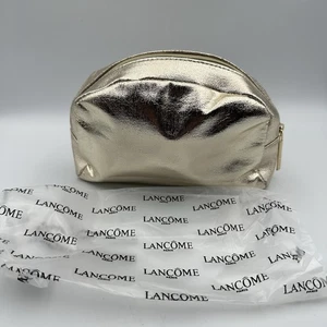 BOLSO ORGANIZADOR ESTUCHE MAQUILLAJE COSMÉTICO LANCOME PARIS con bolsillo Tela DORADA NUEVO - Imagen 1 de 6