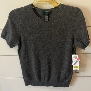 Vintage Lauren Ralph Lauren Irish Sea 100% Cashmere Sweater Charcoal Gray Sz S - Picture 1 of 9