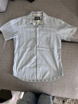 Beams 100% Cotton Button Down Rainbow Striped Short Sleeve Collared Shirt - Image 1 of 4