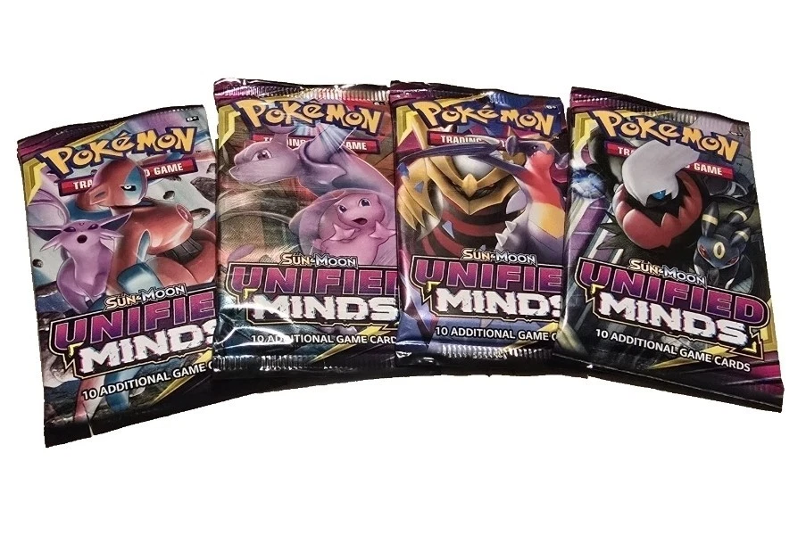 Pokemon Sun and Moon Unified Minds Booster Pack Factory Sealed 4 Pack Art Set - Image 1 of 1