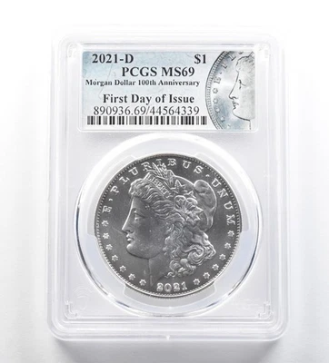 2021-D Morgan Silver Dollar FDOI MS69 PCGS *7175 - Image 1 of 3