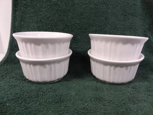 Vintage Set of 4 Corning Ware French White Ramekins 7 oz. 200 mL USA 4" Dia. - Picture 1 of 11