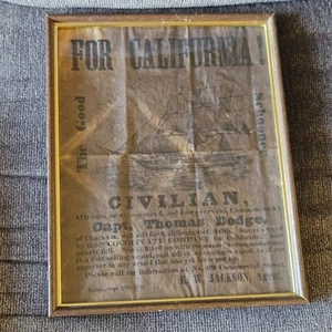 Art Antique Poster For California! The Good Schooner Capt. Thomas Sept 27th 1849 - Picture 1 of 6