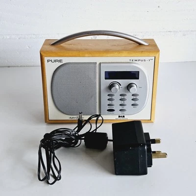 PURE Tempus 1-XT DAB Digital Radio Wood & Power Cable - Tested & Working  - Image 1 of 4