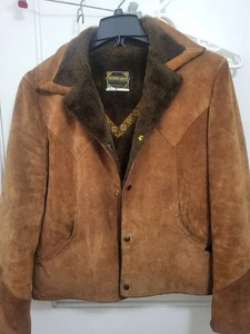 Giacca western sherpa scamosciata vera pelle Pioneer Wear vintage taglia 42 - Foto 1 di 17