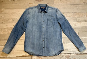 Vince Camuto Denim Shirt Men's MED Long-Sleeve Pocket Perfect-Fade Blue Cotton - Picture 1 of 14