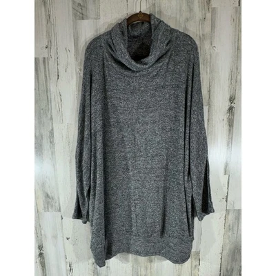 Lane Bryant Sweater Size 26 28 Heather Gray Silver Metallic Cowl Neck Rouching - Image 1 of 4
