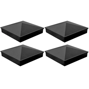 3"x3" Aluminum Pyramid Fence Post Caps - Black Post Deck Covers with Matte Po... - Bild 1 von 7