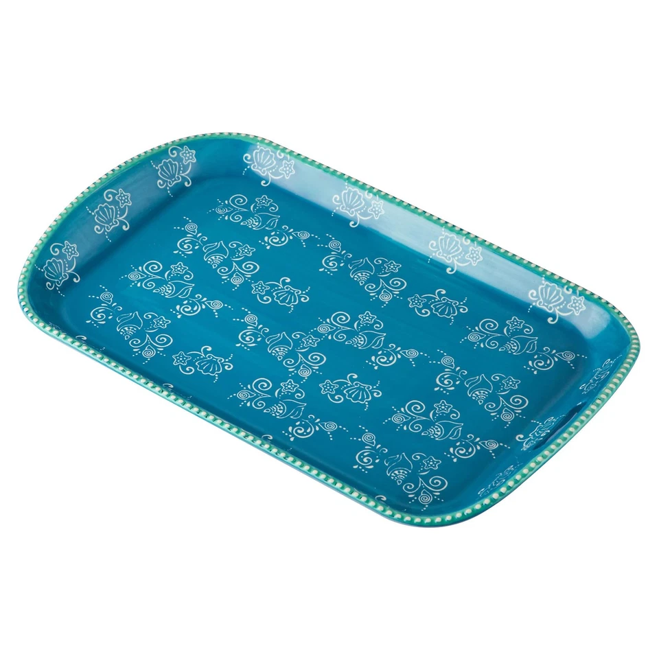 Serving Tray with Handles in Floral Lace Summer - 16" Large Coffee Table Tray... Foto 1 de 1