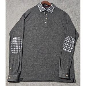 Finn Ryan Audi Men's L/S Contrast Collar & Elbow Pads Charcoal Polo Shirt Medium - Picture 1 of 9
