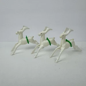 VTG Reindeer Replacement Set 3 Sears Santa Candy Express White Green Harness - Picture 1 of 13