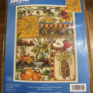 Janlynn Counted Cross Stitch Kit Autumn Montage 11" X 14" NEW 14 CT - Picture 1 of 2