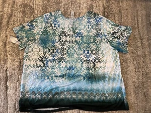 Catherines Women's Plus Size Blue Blouse Top 3X 26/28W NWT - Picture 1 of 5