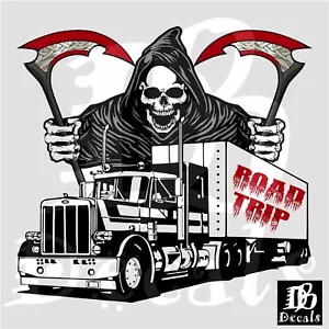 Grim Reaper 18 Wheeler Semi Big Rig Diesel Truck Window Vinyl Decal Sticker - Picture 1 of 4