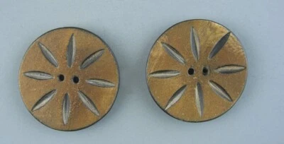 RUSTIC CARVED HORN BUTTON - SET OF 2 - Image 1 of 3