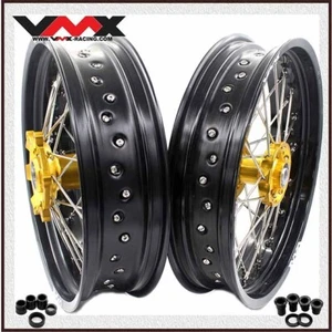 Cerchi Supermoto VMX 3.5/4.25*17'' oro adatti a SUZUKI RM125 2001-07 RM250 2001-2008 - Foto 1 di 6