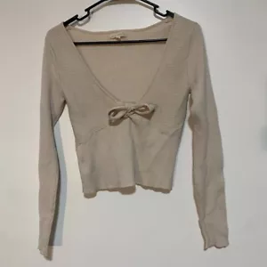 L.A. Herzen Pullover Damen Medium vorne zum Binden Langarm gerippt Landhauskern - Bild 1 von 9
