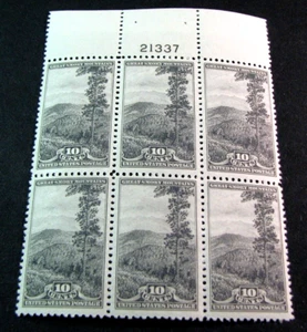 US Plate Block Stamp Scott# 749 Great Smoky Mountains 1934 MNH Poor Gum L690 - Bild 1 von 2