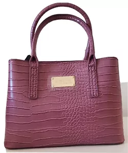 Bebe Aubrey Mini Croco Satchel Bag Berry Brand New with Tags. Elegant Authentic - Picture 1 of 9