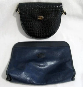 Set GINO FERRUZZI Leder Schultertasche schwarz & Kosmetik Kosmetiktasche blau - LESEN - Bild 1 von 12