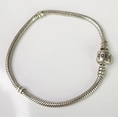 Pandora Thick Snake Chain Clip Bracelet 925 Sterling Silver Engraved Basic 19cm - Image 1 of 4