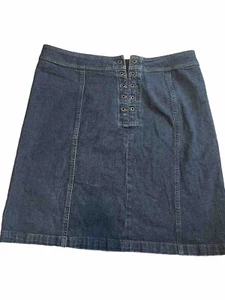 Company Ellen tracy Denim Lace Up Skirt Front Nautical Boho Women's Size 16. EUC - Picture 1 of 5
