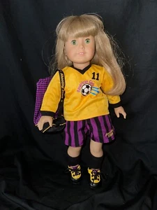 Pleasant Company American Girl Doll Blonde Hair Green Eyes Soccer Outfit - Picture 1 of 5