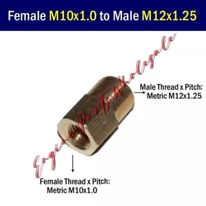 Female M10 M10x1.0 to Male M12 M12x1.25 Thread Fitting Adapter Reducer Connector - Bild 1 von 3