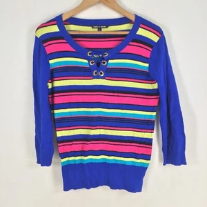 Cable and Gauge womens knit top size S multicolour striped 3/4 sleeve 065940 - Picture 1 of 8