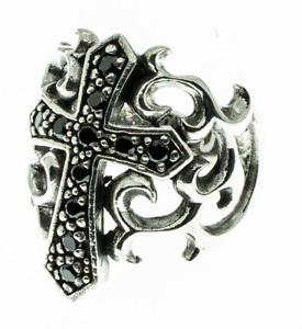 Gothic Cross 925 silver Ring Celtic Pagan Templar Vampire Punk Dracula Goth