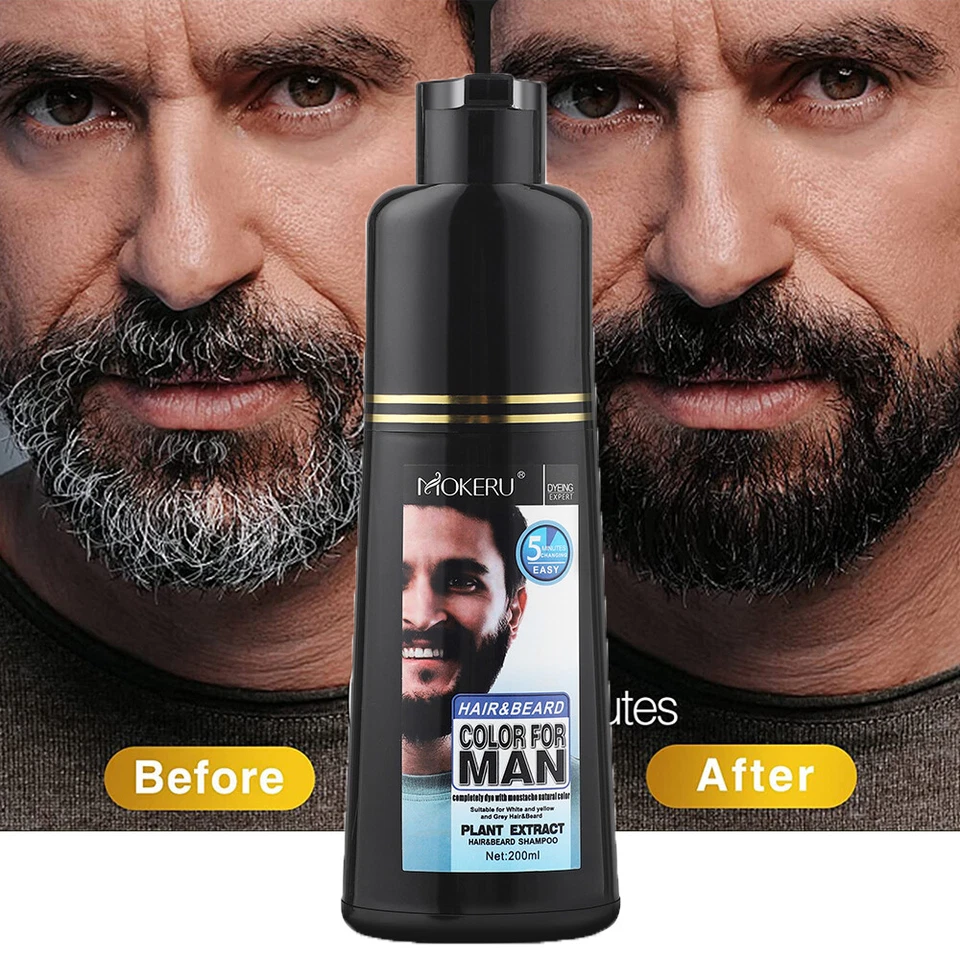 Mokeru Men Moustache & Beard Dye Blackening Colour Shampoo Black Natural - 200ML