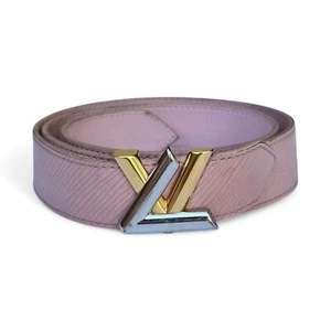 Authentic Louis Vuitton Twist Belt Epi Leather Ballerine Pink Logo size 80/32 - Picture 1 of 17