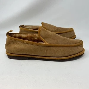 L.L.Bean Wicked Good Slip-Ons Fur Lined Slippers Men’s Size 12M Brown Leather - Picture 1 of 11