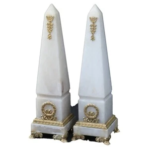 Pair of Antique French Marble Obelisks with Ormolu Mounts C1890 - Picture 1 of 12