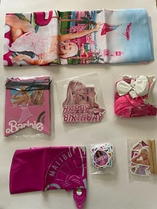 Barbie Movie Happy Birthday Party Backdrop Banner 58”x39" Balloons Cake Topper - Picture 1 of 14