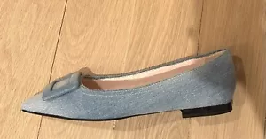Roger Vivier Denim Pointed Toe Flats 39.5 - Picture 1 of 7