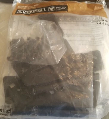 Everbilt Black Decorative TEE Hinges  8" Heavy Duty 60lb per/Hinge 2PK NEW - Image 1 of 4
