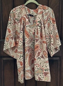 VISION Women's Top Pullover 3/4 Sleeve Size 1XL Flowy V-Neck Multicolor EUC - Picture 1 of 8