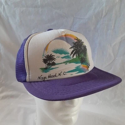 Vtg Nags Head NC Cap Mesh Foam Snap Back Trucker Baseball Hat G.E.N.I. Design  - Image 1 of 4