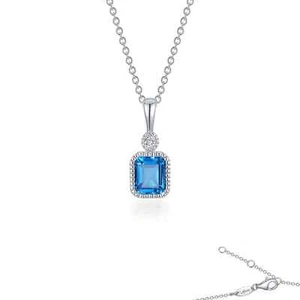 BRAND NEW Lafonn Platinum Plated Topaz December Birthstone Necklace BP009BTP20 - Picture 1 of 3