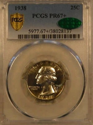 1938 Washington Quarter Certified PCGS PR67+ Outstanding CAC Silver Proof - Image 1 of 4