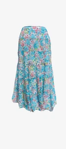 Ruby Rd Skirt Sz 6 White Blue Green Pink Chiffon Layered A-Line Elastic waist S - Picture 1 of 3