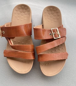 Vionic Women's Slide Wedge Sandal Brown Textured Adjustable - Picture 1 of 7