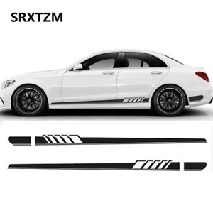 Black Side Stripes Decals Sticker for Mercedes Benz AMG W205 C180 C200 C300 C - Picture 1 of 8